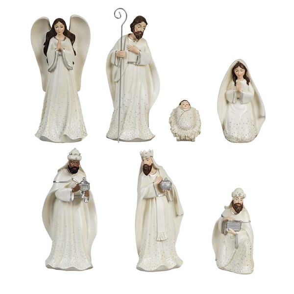 Misterio Decorativo Blanco y Plata 22 cm (7 piezas) - Imagen 2